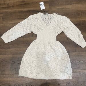 Zara Cream Knit Casual Kids Dress